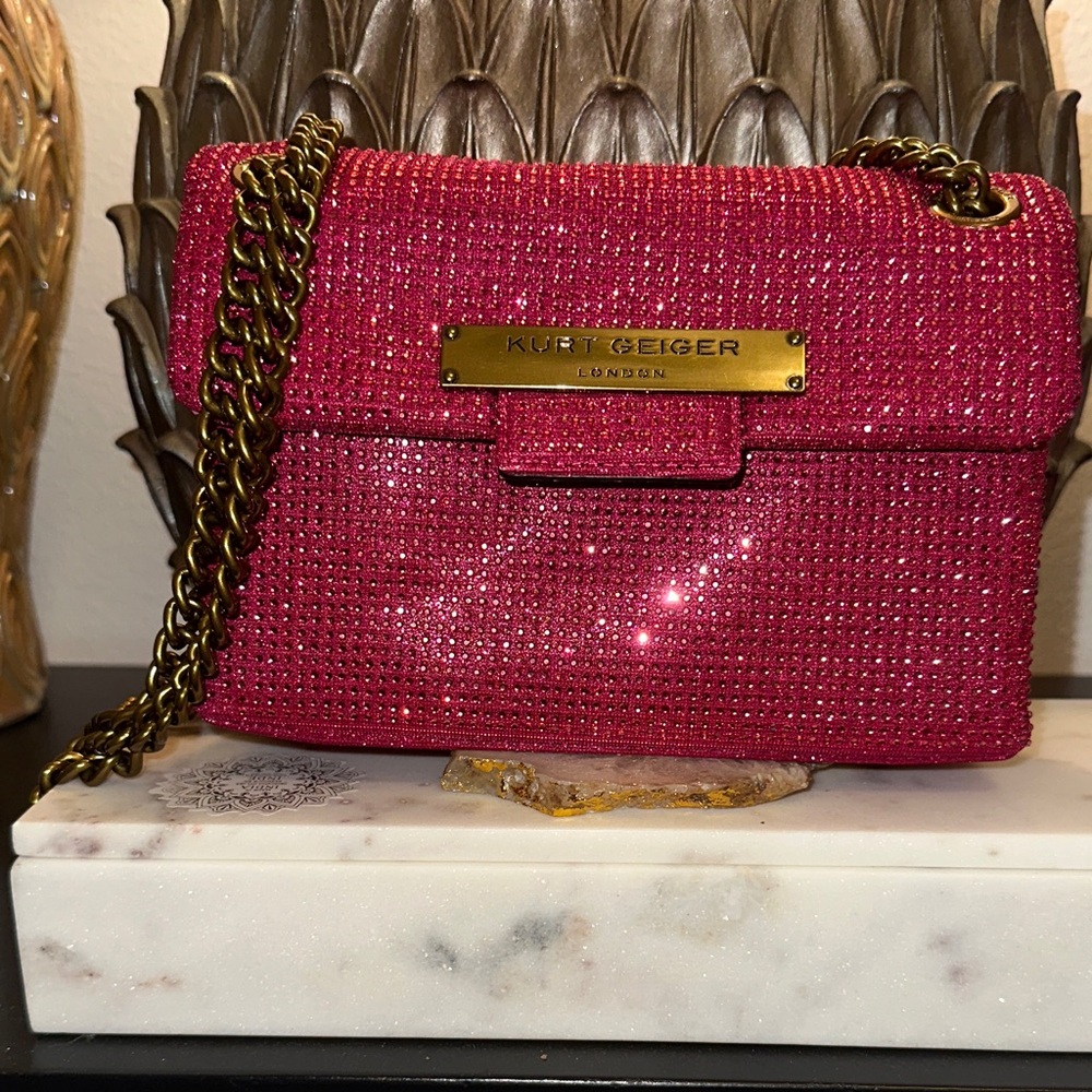 Kurt Geiger Fuchsia Glitter Crossbody Bag